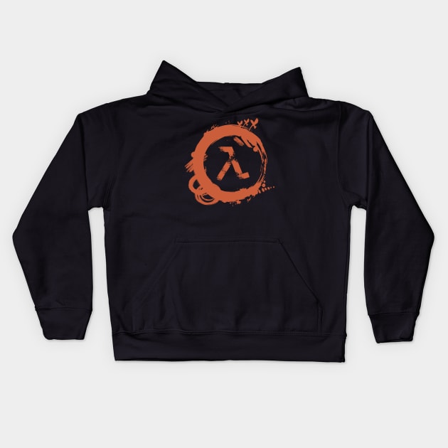 Half Life logo grunge Kids Hoodie by Green Dreads